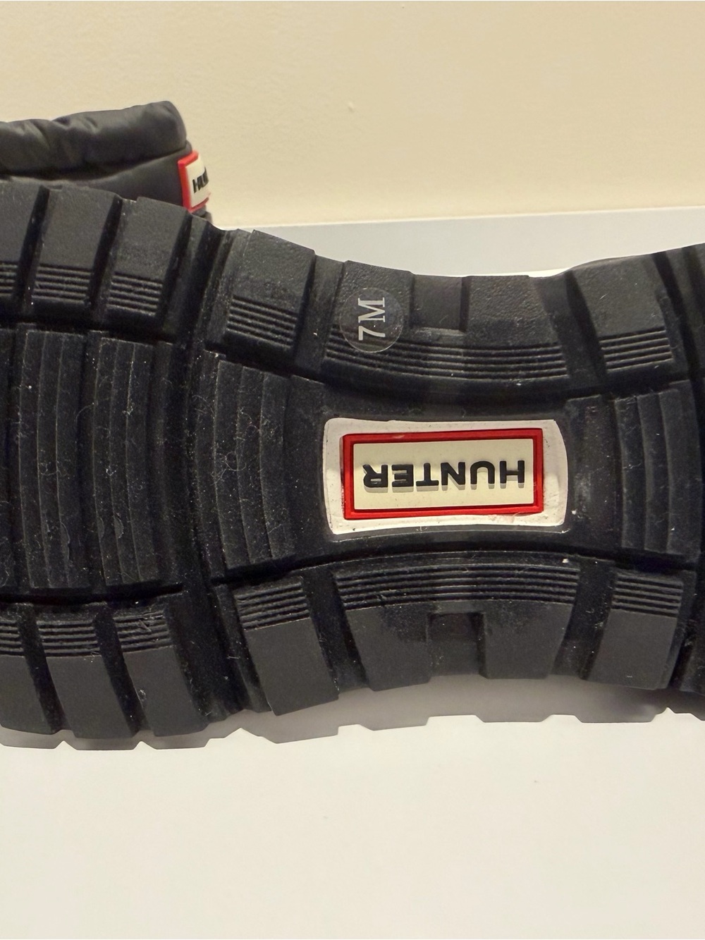 Hunter Black Quilted Slip-On Winter Boots with White Sole - Picture 2 of 3
